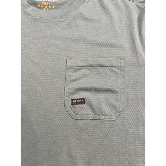 Ariat Rebar Heat Fighter Light Green Mens Short Sleeve Pocket T Shirt Large - Picture 3 of 10